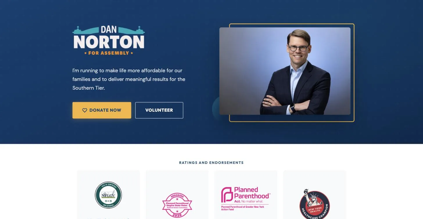 Dan Norton for NYS Assembly campaign website